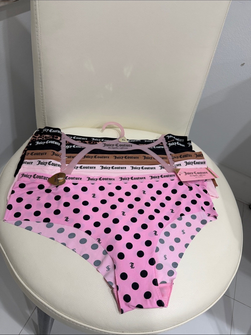 Juicy Couture 5 Assorted Pink /Brown & Black Polka Dot/Animal Print Panties
